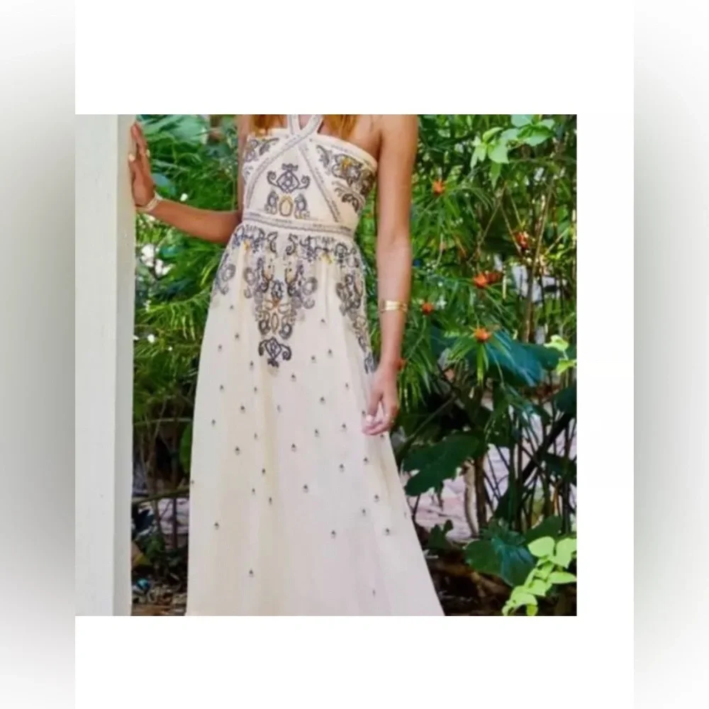 Altar'd State Cream and Gray Maxi Dress - Picture 2 of 4